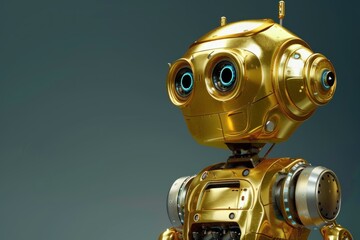 Poster - Golden robot is exploring the fascinating world of artificial intelligence and machine learning