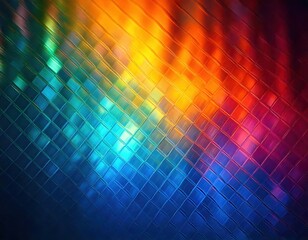 Wall Mural - colorful vibrant geometric style rainbow gradient scaly tile pattern light refraction texture