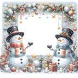 © 기홍 한 - 흰 배경, 눈사람 프레임, 테두리, 카드, 표지 (White background, snowman frame, border, card, cover)