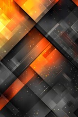 Poster - An abstract digital artwork featuring intersecting geometric shapes in vibrant shades of orange and black, creating a sense of depth and dynamism.