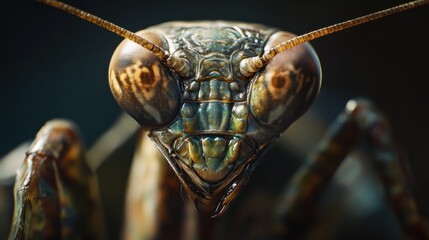 Close-up of a Praying Mantis's Face