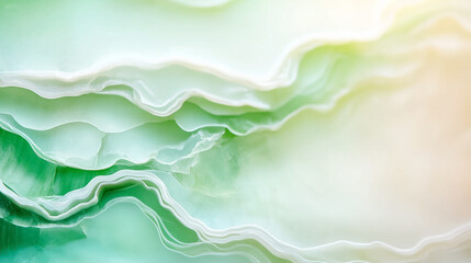 Poster - Soft, flowing layers of green and white create an abstract appearance inviting calmness and tranquility