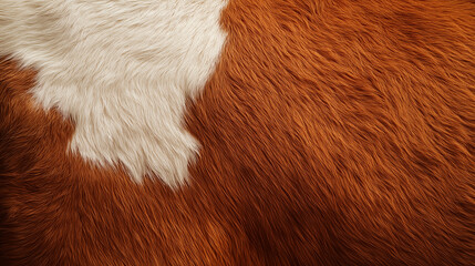 close-up of brown and white cowhide fur pattern with natural texture