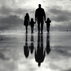 Wall Mural - Family Walking Isolated