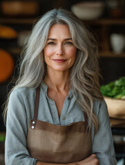 Poster - middle age woman eating healthy food