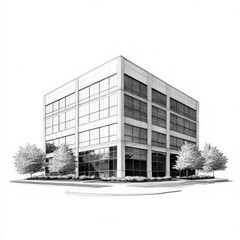 Wall Mural - Office Block Isolated