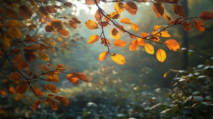 Canvas Print - Sunlight Filtering Through Autumn Leaves