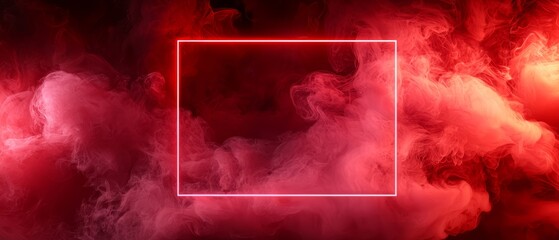 Wall Mural - a red smoke background with a white square frame