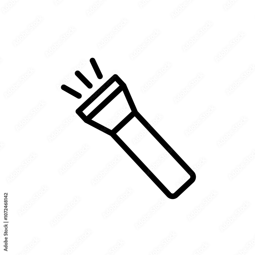 Flashlight icon black and white vector outline sign Stock Vector ...