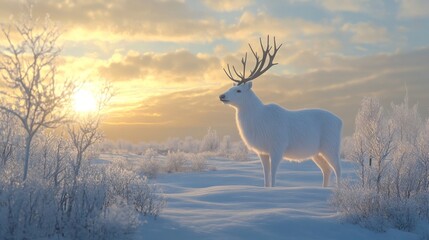 Sticker - White Deer in a Winter Wonderland