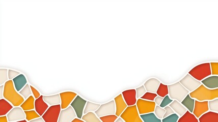 Poster - Intricate Mosaic Pattern of Colorful Glass Shards and Porcelain, Showcasing a Diverse Array of Shapes and Hues Against a Clean Background