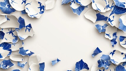 Poster - Circular Patterns Created from Broken Porcelain and Glass Shards in Beautiful Decorative Arrangements for Art and Design Inspiration