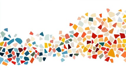 Poster - Broken Glass and Porcelain Shards Artfully Arranged in a Swirling Pattern on a Bright Background, Showcasing Colorful Variations and Textures for Creative Inspiration