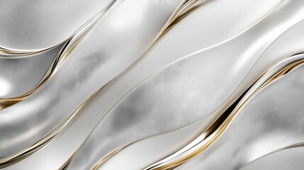 Poster - a sleek silver foil texture with patterns forms a stylish backdrop, framed by a golden border and ri