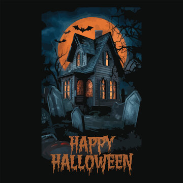 Happy Halloween typography T-shirt design for vector illustration apparel and clothing for man, woman and children