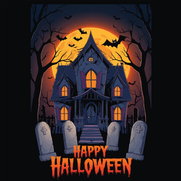 Happy Halloween typography T-shirt design for vector illustration apparel and clothing for man, woman and children