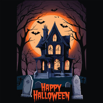 Happy Halloween typography T-shirt design for vector illustration apparel and clothing for man, woman and children