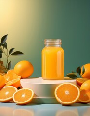 Wall Mural - Fresh orange juice and fruit