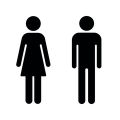 Wall Mural - men and women symbol silhouette shape, black and white vector illustration