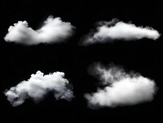 Wall Mural - set realistic cloud fog isolated on black background