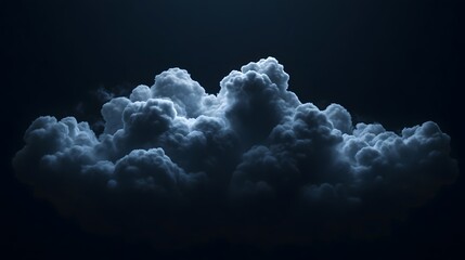 Wall Mural - Single dark cumulus cloud isolated on black background