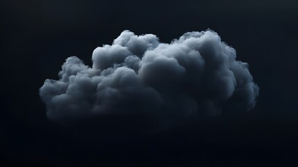 Wall Mural - Single dark cumulus cloud isolated on black background