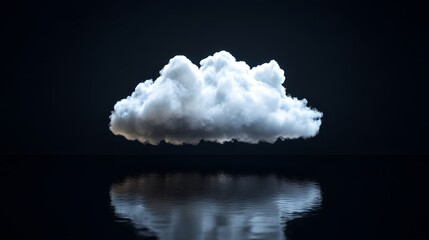 Wall Mural - Single small cloud isolated on black background