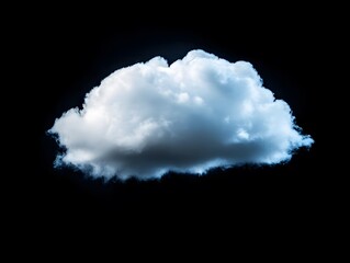 Wall Mural - Single small cloud isolated on black background