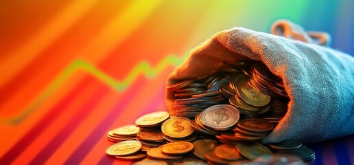 Poster - A bag of coins spilling out over a colorful chart.