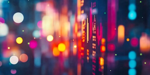 Poster - Colorful abstract background with bright lights and vibrant patterns. This image captures a dynamic digital style. Perfect for technology and modern design. AI