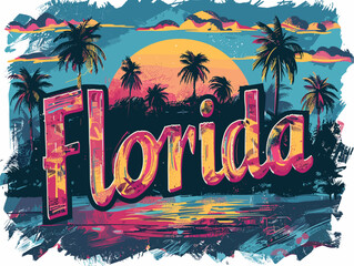 Wall Mural - Beautiful Florida State Vector Card For Your Design