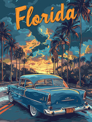 Wall Mural - Beautiful Florida State Vector Card For Your Design