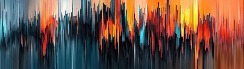 Poster - Abstract Vibrant Landscape with Striking Shades of Red, Blue, and Orange, Creating a Dynamic Visual Experience of Light and Color in Motion