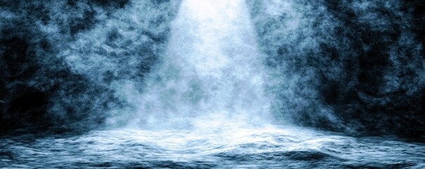 Poster - Abstract Blue Background with Soft Light and Misty Texture for Modern Digital Art and Design Projects
