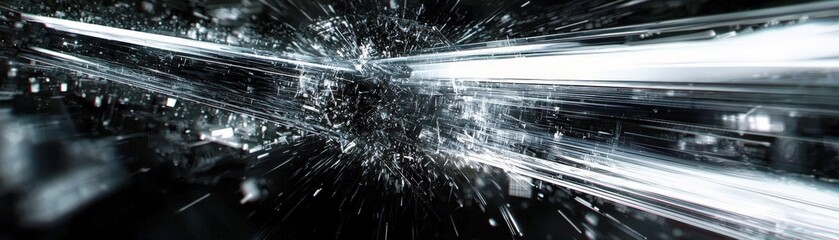 Poster - Dynamic Abstract Background Featuring High-Speed Motion with Light Trails and Burst of Energy, Capturing the Essence of Technology and Innovation in a Futuristic Concept