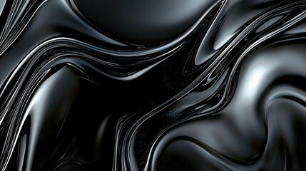 Poster - Smooth Black Abstract Wave Pattern with Glossy Finish for Elegant Backgrounds and Creative Design Projects in Digital Art and Graphic Design Applications