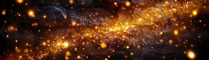 Poster - Stunning Cosmic Background with Glowing Stars and Particles Against a Dark Ethereal Space, Perfect for Science and Astronomy Themes