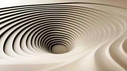 Poster - Abstract Circular Patterns in Soft Beige Tones Creating a Visual Illusion of Depth and Dimension in a Minimalist Design for Artistic Backgrounds and Decor