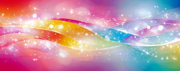 Poster - Colorful Abstract Wave Design with Bright Light Effects and Gradient Background for Digital Art, Print, and Creative Projects