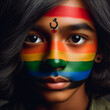 © Moiss - Persona con rostro pintado del arcoíris LGTBI