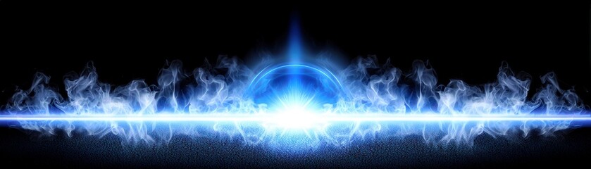 Poster - Ethereal Blue Light with Abstract Smoke Effect Creating a Mystical Aura on a Dark Background for Use in Various Creative Projects