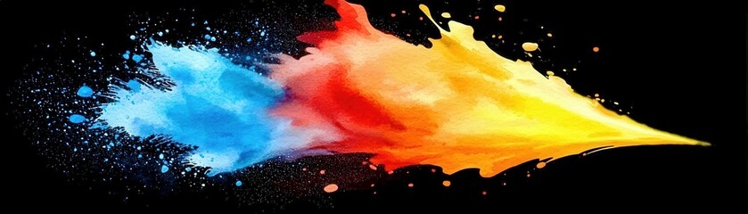 Poster - Vibrant Color Splash Illustration Creating a Dynamic and Energetic Visual Effect Against a Dark Background, Perfect for Creative Projects and Designs