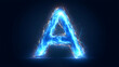 © visual artstock - A glowing blue electric letter A on a dark background.
