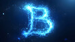 © visual artstock - A glowing blue letter B made of fire or energy particles against a dark blue background.