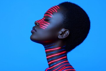 Poster - an interactive brain-computer interface displays neural network patterns on a user's face, demonstra