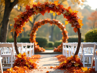 Aufkleber - autumn leaves in the park , wedding arch	