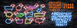 © comicsans - Vector set of neon sign of Santa Claus frames with alphabet font isolated on wall background.