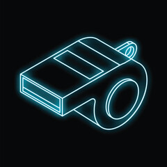 Poster - Neon whistle glowing on a black background, perfect for sports or music themes