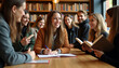 © Leah - Students Engaging in Lively Discussion in Library