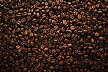 Wall Mural -  Big pile of fresh roasted coffee beans. Image illustrated food for advertisement